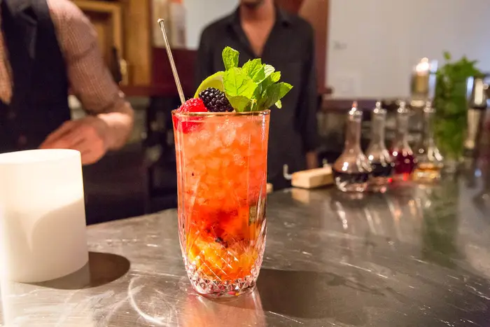 One of the classic drinks, the Cobbler, is served at Milk & Honey with an updated twist <br/>